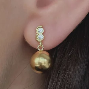 Online STINE A - Twin Flow & Disco Ball Earring - Gold