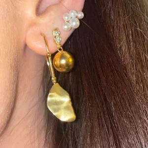 Online STINE A - Twin Flow & Disco Ball Earring - Gold