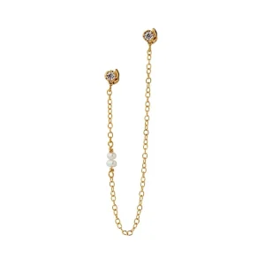 Store STINE A - Twin Flow Earring WStones, Chain & Pearls