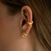 Hot STINE A - Twisted Hammered Ear Cuff Gold