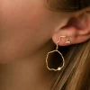 Outlet STINE A - Wavy Circle Earring WStone Left - Gold