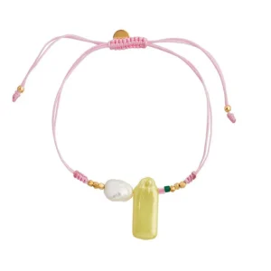 Store STINE A - Wild Yellow & White Flower Bracelet WLight Pink Ribbon