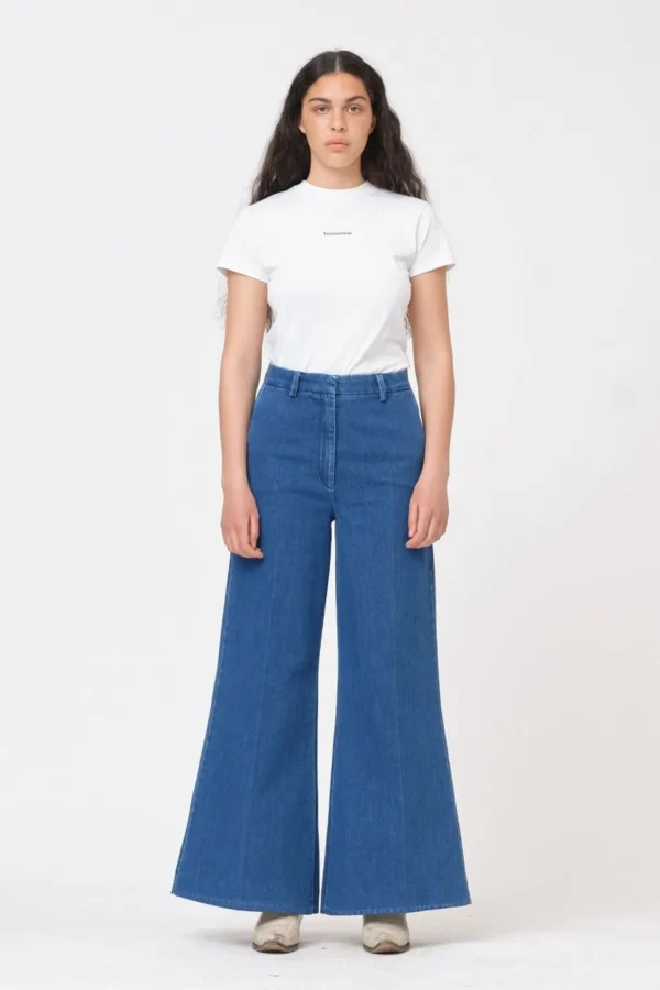 Best Sale TOMORROW - Ellen Wide Pant Wash Bilbao - Denim Blue