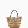 Sale ULLA JOHNSON - Marta Small Basket Tote - Chocolate Stripe