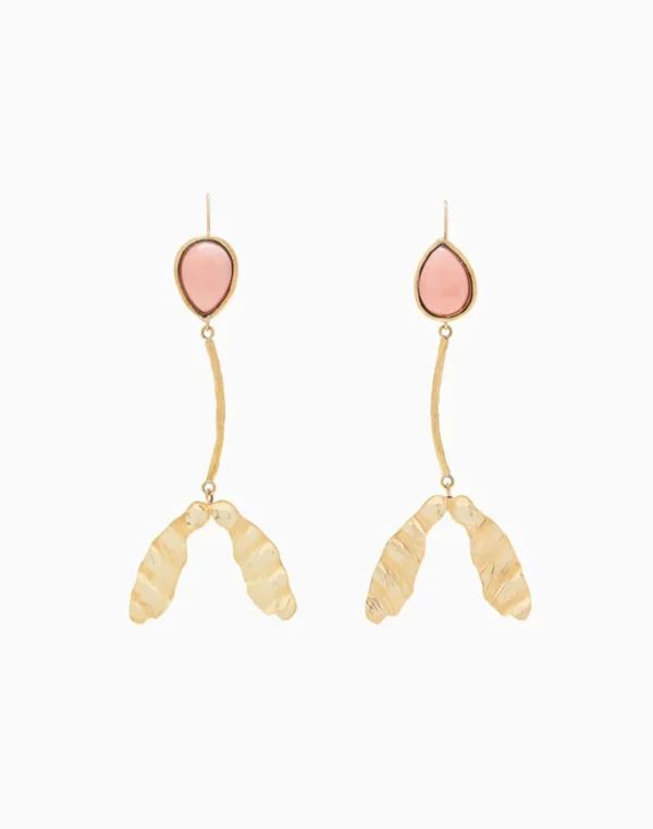 New ULLA JOHNSON JEWELLERY - Maple Seed Drop Earring - Coral