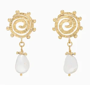 Discount ULLA JOHNSON JEWELLERY - Mini Spiral Stone Earring - Pearl