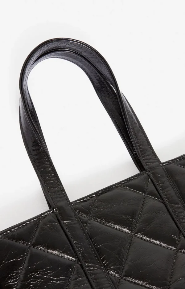 Shop VANESSA BRUNO - Quilted Leather Cabas Tote S - Noir