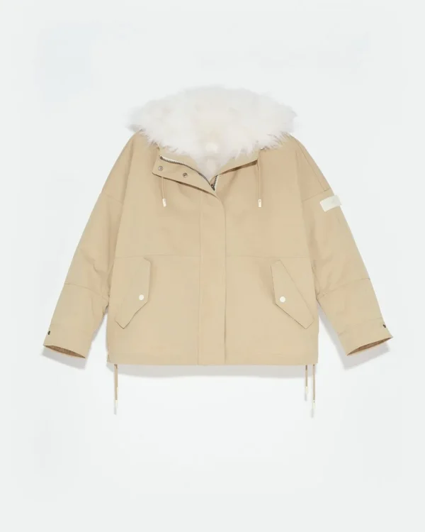 Store YVES SALOMON - Reversible Parka Lambswool - Sable